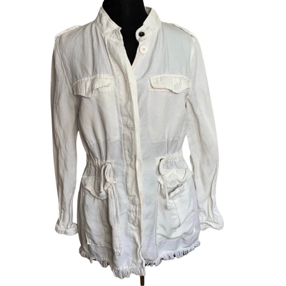 SANCTUARY Jacket White Anorak Medium Raw Hem